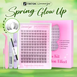 Geeneiya VENUS Lashes Waterproof DIY Lash Extension Kit, 8-14MM Wispy Lash Clusters Kit, Ultra-thin Soft Band Eyelash Extension Kit with Lash Bond and Seal, Professional Lash Remover, Tweezers for Girls Gift Makeup Cosmetic TikTokShopBlackFriday