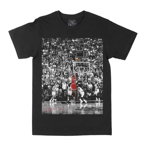 Michael Jordan Signature Moment Graphic Tee -100% Cotton Crew-Neck Shortsleeve Unisex Casual Regular Fit Basketball Tops (Jet Black), Soft