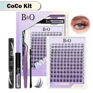 Coco Kit l B&Q Rabbit Lashes NEW Trending Updated Silk Protein Material Lash Cluster,Natural Manga C Curl for DIY Eyelashes Extension,Waterproof,Long Lasting Fake Lash Cosmetic Makeup Anime Lash Outdoorfun Vacation Lash