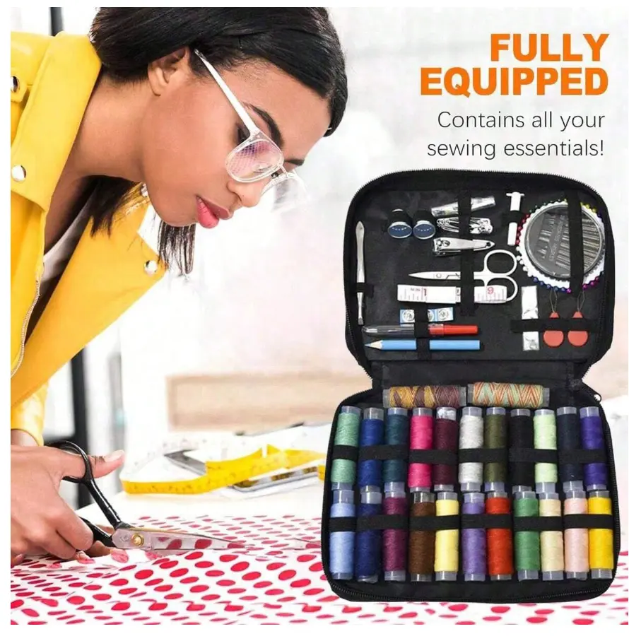 Handheld Portable Sewing Supplies Bag - Compact, Travel-Friendly Fabric Organizer with Crafting Tools Kit, Sewing Accessories and Supplies for Home Handmade Weaving, Crafting Sewing Tools