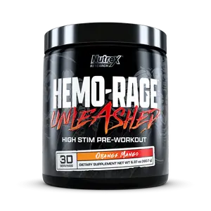 Nutrex Hemo-Rage Unleashed High Stim Pre-Workout 30 Servings Orange Mango Flavor for Fitness & Muscle Optimum Healthcare Supplement