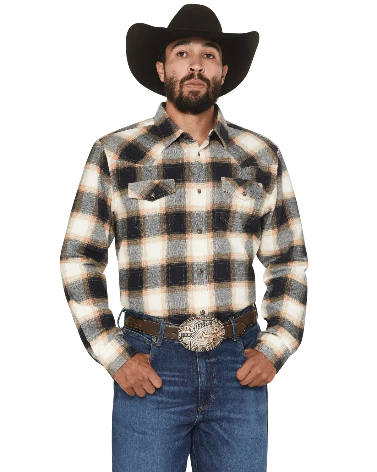 Cody James Men's Men'S Bull Rider Plaid Print Long Sleeve