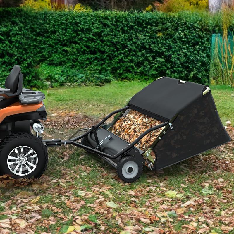 YITAMOTOR 42" / 48"  Lawn Sweeper, Tow Behind Grass Sweeper Leaf Collector, Black Heavy Duty Portable Handle Garden Tool Yard Maintenance