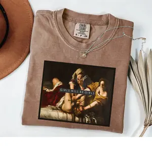 Girls Will Be Girls Boxy Shirt, Judith beheading Holofernes Crop Tee, Unhinged Feminist, Girl Power, Burn the Patriarchy