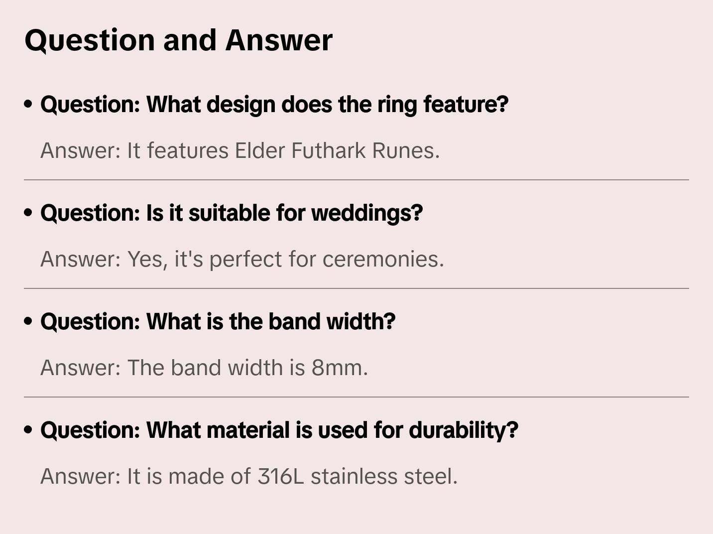 Viking Elder Futhark Rune Ring 8mm Band 316L Stainless Steel