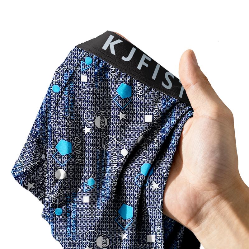 KJFISTMU 16-piece men's boxer briefs set, graffiti print, stylish underwear, comfortable, soft, and breathable. Cloud-like soft touch, silky fit, suitable for sports and workouts, wearable in all seasons. Men's apparel. Fabric for men's clothing.