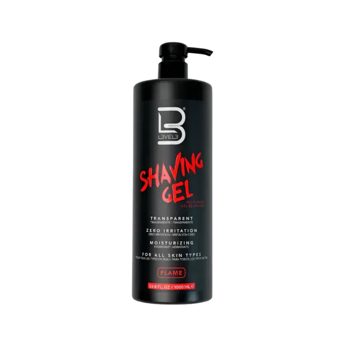 Level3 Transparent Shaving Gel - Flame-33.8 fl oz, Razor-Compatible Hair Removal Shaving Cream for Body Care Cosmetic Use, Salon