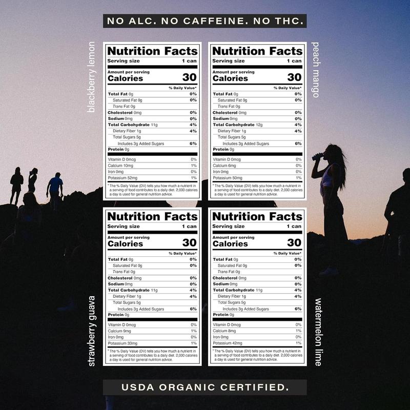 Hiyo Organic Social Tonic – Classic Pack, 12 Pack - N.A. Functional Seltzer, Sparkling Water Crafted with Organic Adaptogens, Nootropics & Botanicals