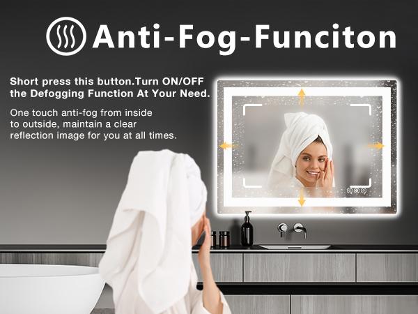 LED Bathroom Vanity Mirror for Wall with Double Front and Back Light, Anti-Fog, Shatter-Proof, Dimmable, Tempered Glass, Memory Function