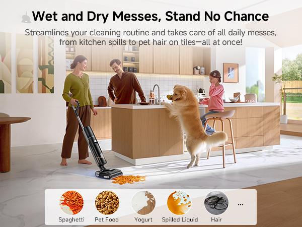 DREAME H15 Pro CarpetFlex Elite Cordless Vacuum Mop, Wet Dry Vacuum Cleaner with Dual Brushes for Hard Floors & Carpet, Tangle-Free Hair-Cutting, 23kPa Suction, 180° Lie-Flat Floor Washer, 194°F Fast Drying