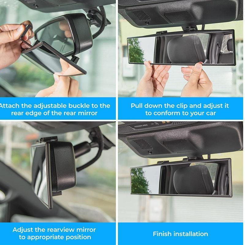 11.81 Inch Panoramic Convex Real View Mirror ，for Car SUV Trucks - Wide Angle Clip-on Rearview to Reduce Blind Spots & Enhance Safety - High Definition Glass for Clear Visibility