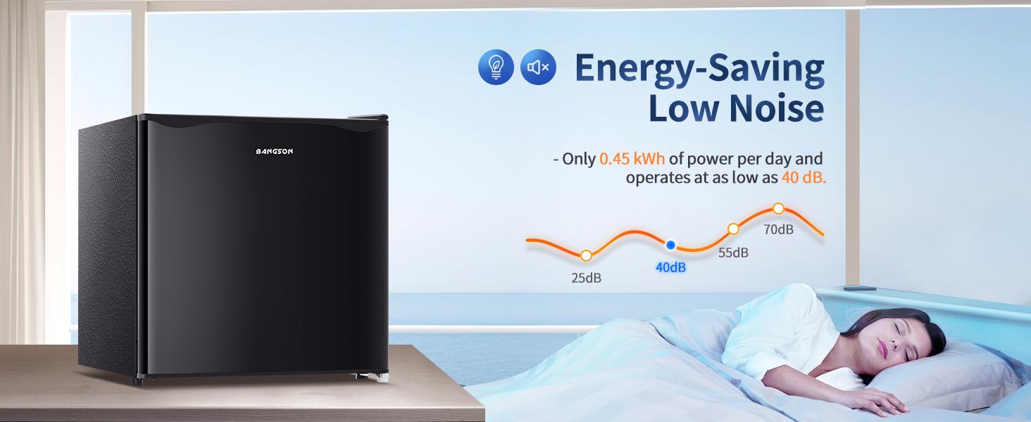 BANGSON 1.1 Cu.Ft Small Upright Freezer, Single Door Mini Freestanding Freezer, Adjustable Leveling Feet, Reversible Door, Adjustable Thermostat, Energy-Efficient & Quiet, Compact Design, for Apartment/Dorm/Kitchen, Black & Silver Portable Refrigerator Ho