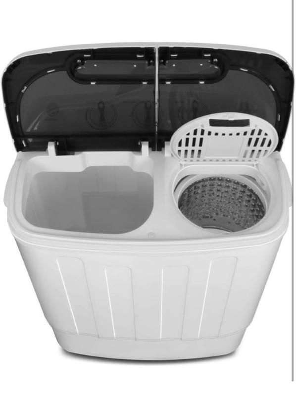 JB Compact Mini Portable Twin Tub Washing Machine, 13lbs Capacity, Washer Wash and Spin Cycle Combo with Built-in Gravity Drain for Camping, Apartments, Dorms, College, RV's and Small Spaces