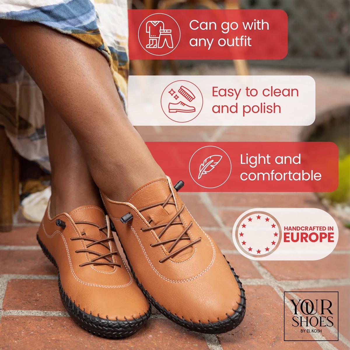 Your Shoes Women’s Fashion Sneakers - Casual Light and Comfortable Leather Flat Sneakers for Everyday Use - Breathable Tennis Shoes - Slip Ons with Soft Orthopedic Removable Insoles Footwear Closed Walking Shoes - Sports Girl Training