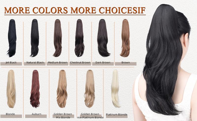 AISI HAIR Ponytail Claw Clip in 22/26 Inch Ponytail Hair Extension For Women Natural Wavy Sythetic Hairpieces for Daily Use fluffy  Synthetic Wigs Glueless Kinky Straight