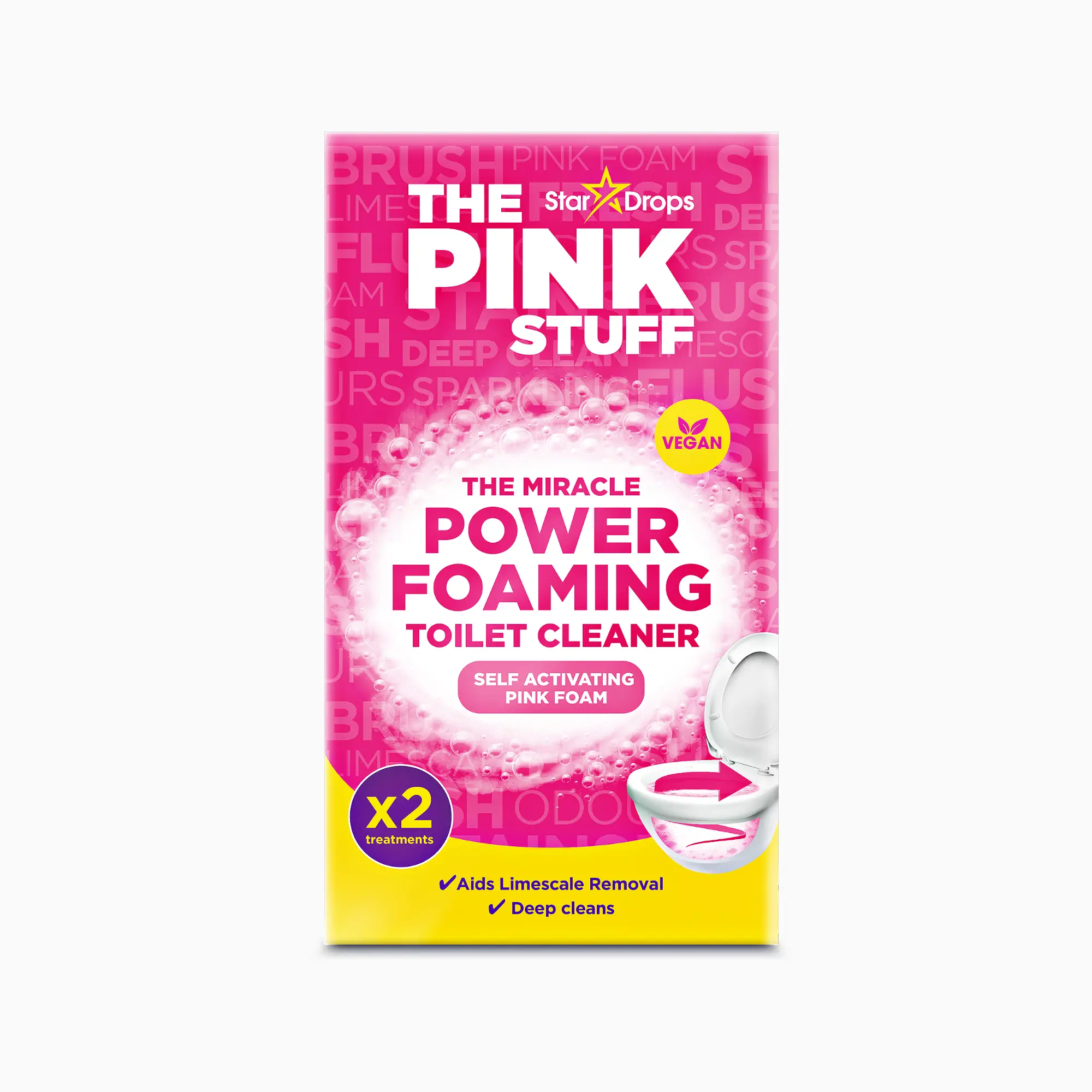 The Pink Stuff Foaming Toilet Powder 2 Pack | Toilet Deep Clean, Odor Removal & Foaming Action
