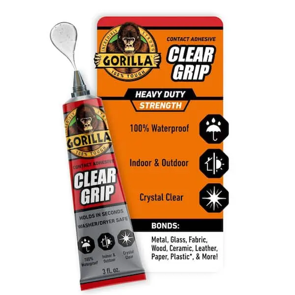 3 oz. Clear Grip Tube Heavy Duty Waterproof Contact Adhesive for Metal Glass Fabric Wood Ceramic Leather Paper Plastic