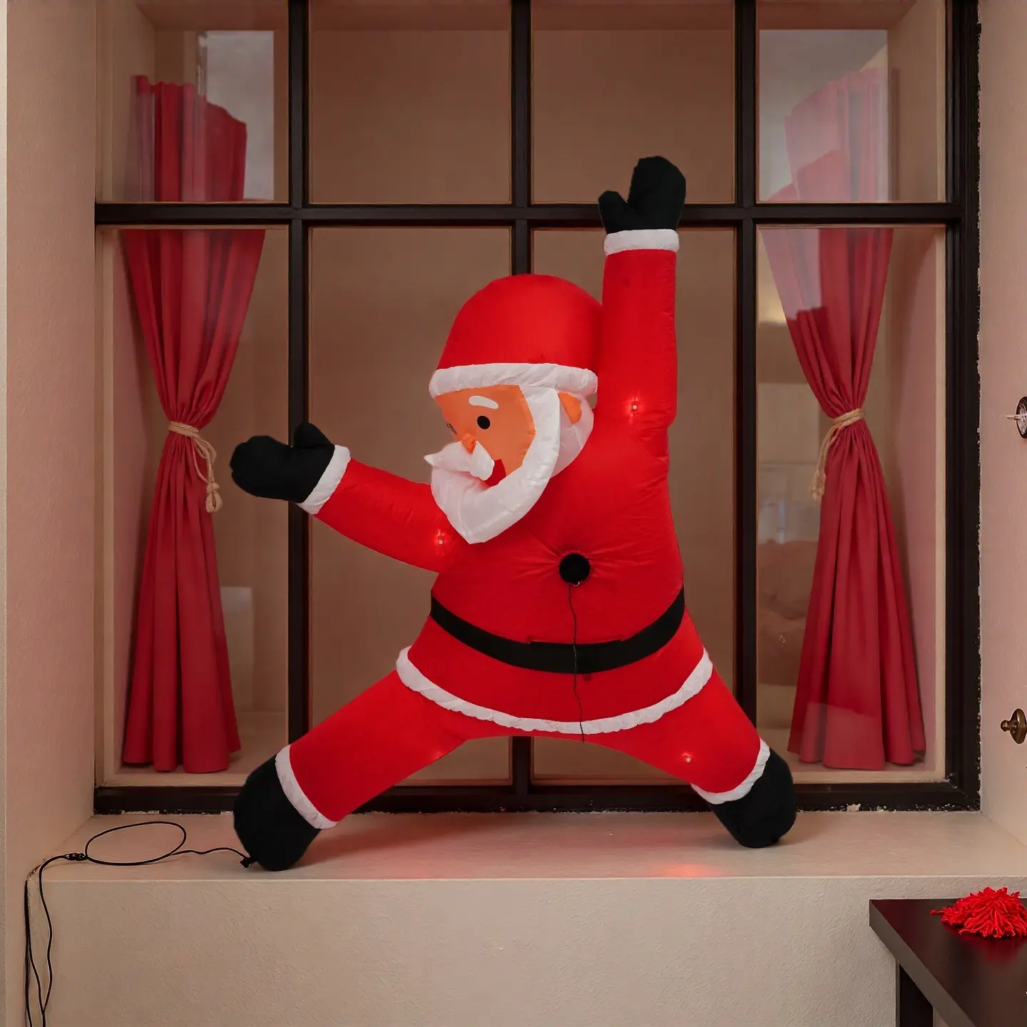 CNCEST 6.1ft Tall Hanging PVC Christmas Inflatable Santa Claus, Durable, Splashproof, UL-Certified Plug, LED Lights, 2 Fixed Ropes, Easy Install, Party Decoration Supplies for Outdoor-Indoor Holiday Use, Outdoors