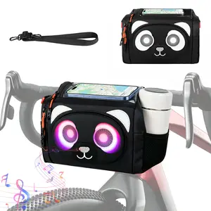 Gelrova 6L Bike Handlebar Bag with Bluetooth Speaker & RGB Lights, Waterproof Bicycle Front Bag for MTB & E-Bike