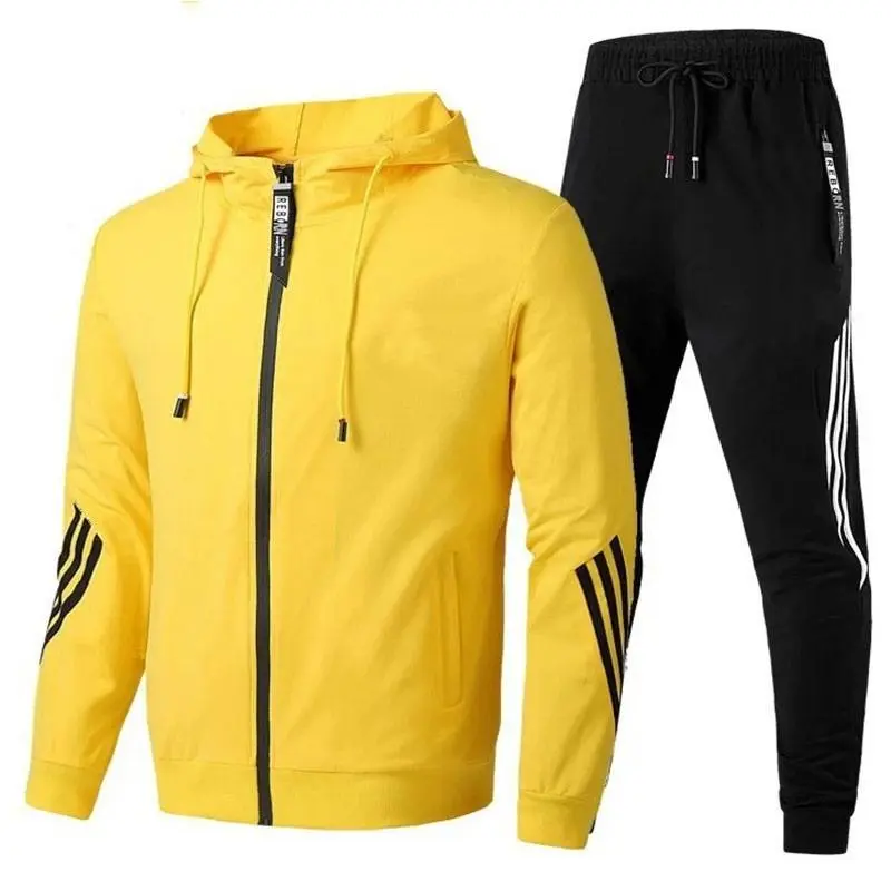 Men's 2-Piece Zipper Hooded Sweatsuit, Sporty Hood Style Tracksuits Men's Sets for Spring & Autumn Outdoor Casual Sports Activities, Men's 2 Piece Sets