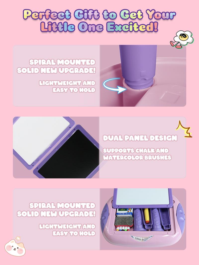 Egofuntoy Small Erasable Drawing Board Easel with Letters & Numbers for Kids Ages 1-2 Double-Sided Whiteboard for Watercolor & Math Learning Creative Gift Toys Children's Art Set Multifunctional