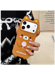 Lovely Lollipop Rilakkuma Cartoon Phone Case For iPhone 17 16 15 14 13 12 Pro Max 16 Plus 17 Pro Soft Silicone Shockproof Cover