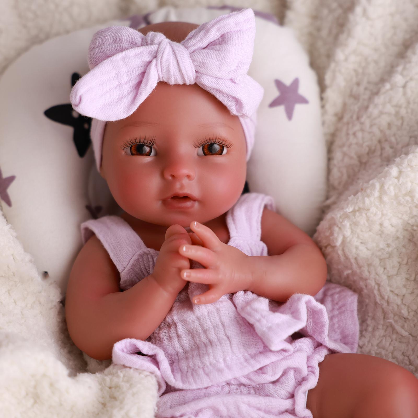 BABESIDE Lifelike Realistic Silicone skin tone Baby Doll Girl 12/16 Inch Reborn Doll with Painted Hair Perfect Companion for Children Parents & Collectors