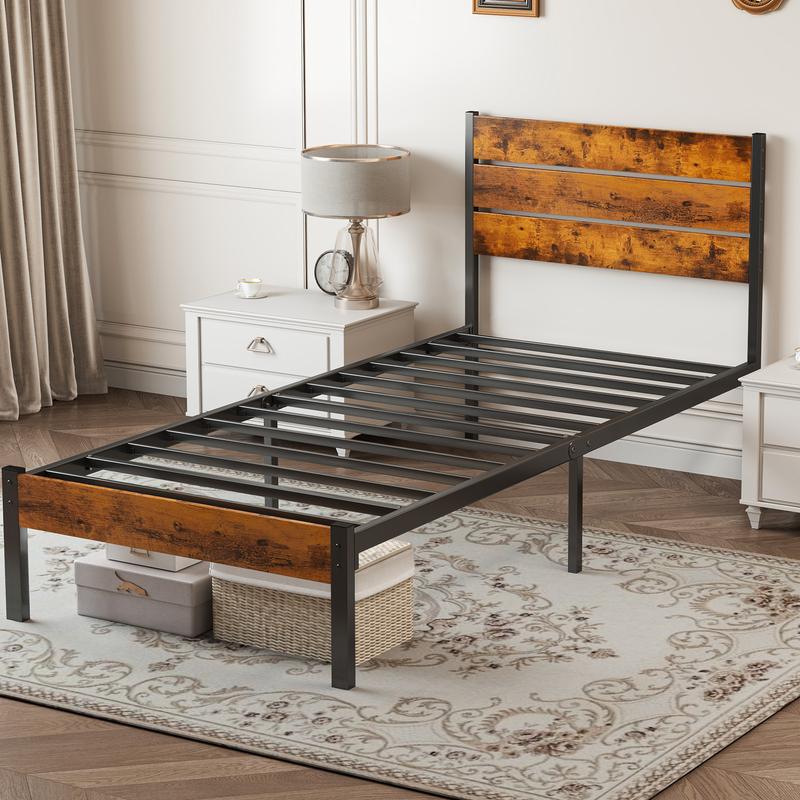 Metal Platform Bed Frame "Twin/Full/Queen"Mattress Foundation with Headboard and and Footboard, No Box Spring Needed with 800LBS Room Sturdy Wooden Slats Support Metal Platform Bed Frame "Twin/Full/Queen"Mattress Foundation with Headboard and and Footboard, No Box Spring Needed with 800LBS Room Sturdy Wooden Slats Support