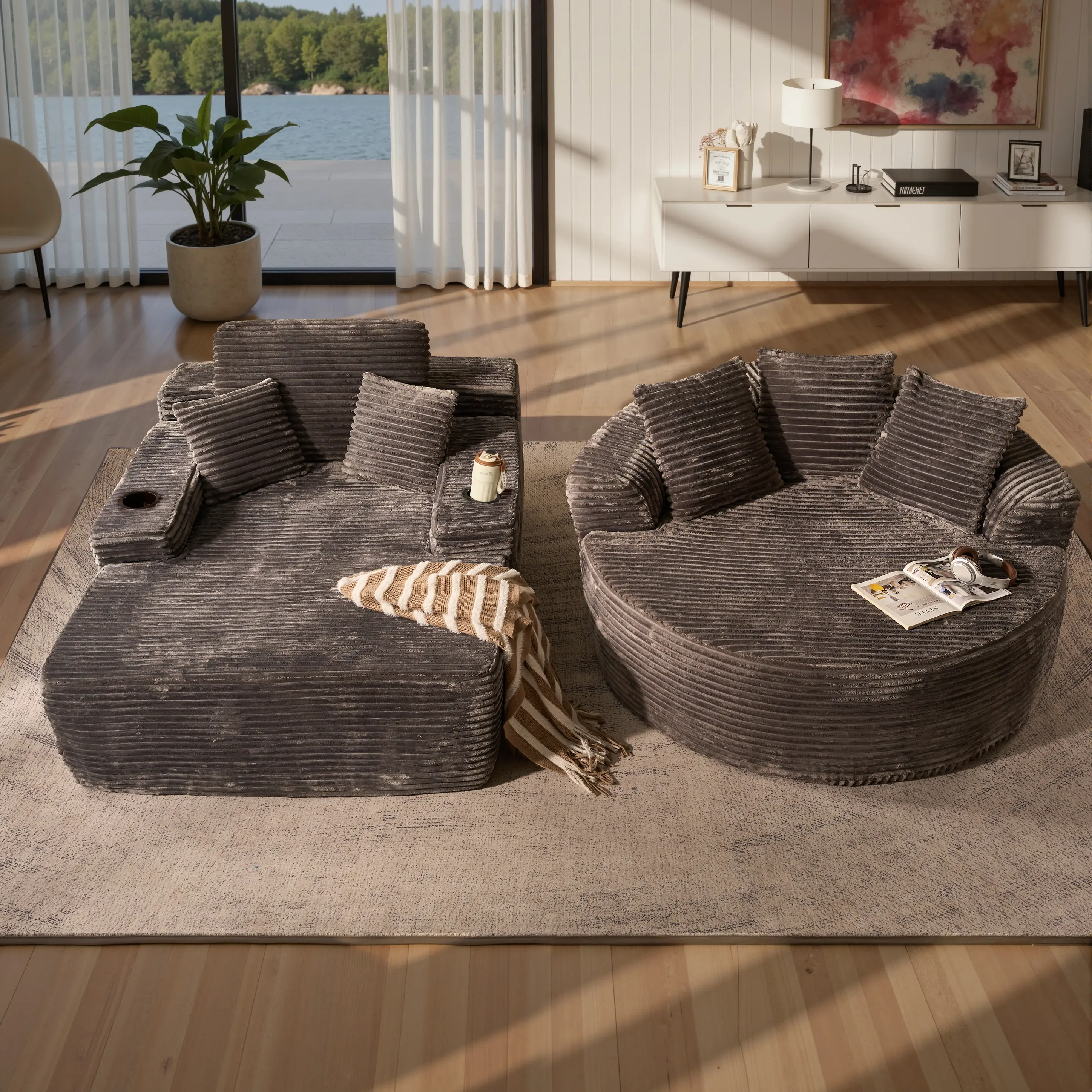 2 PCS Set - Grey Plush