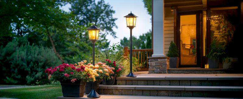 [Two Pack] 63" Solar Lamp Post Lights, Waterproof Outdoor Pole Lights for Patio, Garden, Yard, Pathway, Front & Back Door, Warm White with Replaceable Bulbs, Valentinesdaygift