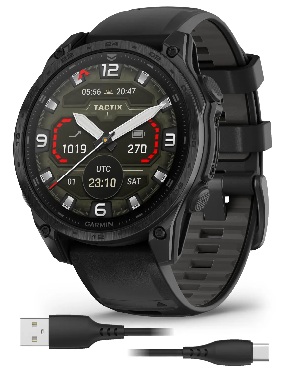 Garmin Tactix 8 Series Premium Tactical GPS Smartwatch (47mm/51mm) - AMOLED/Solar Charged Display, Speaker, Titanium/Silicone Build, Durable, Applied Ballistics Ultralight (Elite) Solver, Navigation | Wearable4U Bundle, Devices, Mobile, Smart Watches, Bat