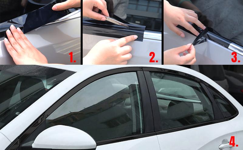 LZLRUN Free Tool Kit High Gloss Vinyl Wrap Kit for Black Out Chrome Delete Window Trim Door Trim (2Inches x 30Feet)