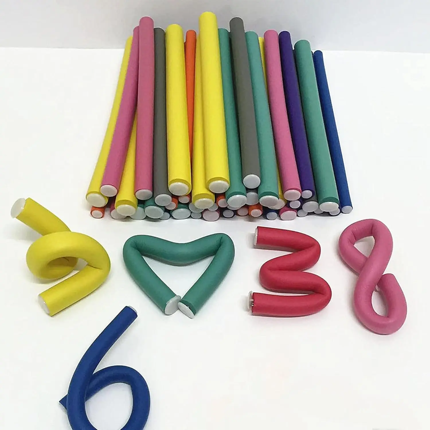 20pcs Heatless Flexible Hair Rollers, Salon-Quality Soft Foam Curlers for Short & Long Hair, Easy-To-Use Flexi Twist Curling Rods, Hair Curler Set, Hair Curler Tool, Heatless Styling Tools(random color)