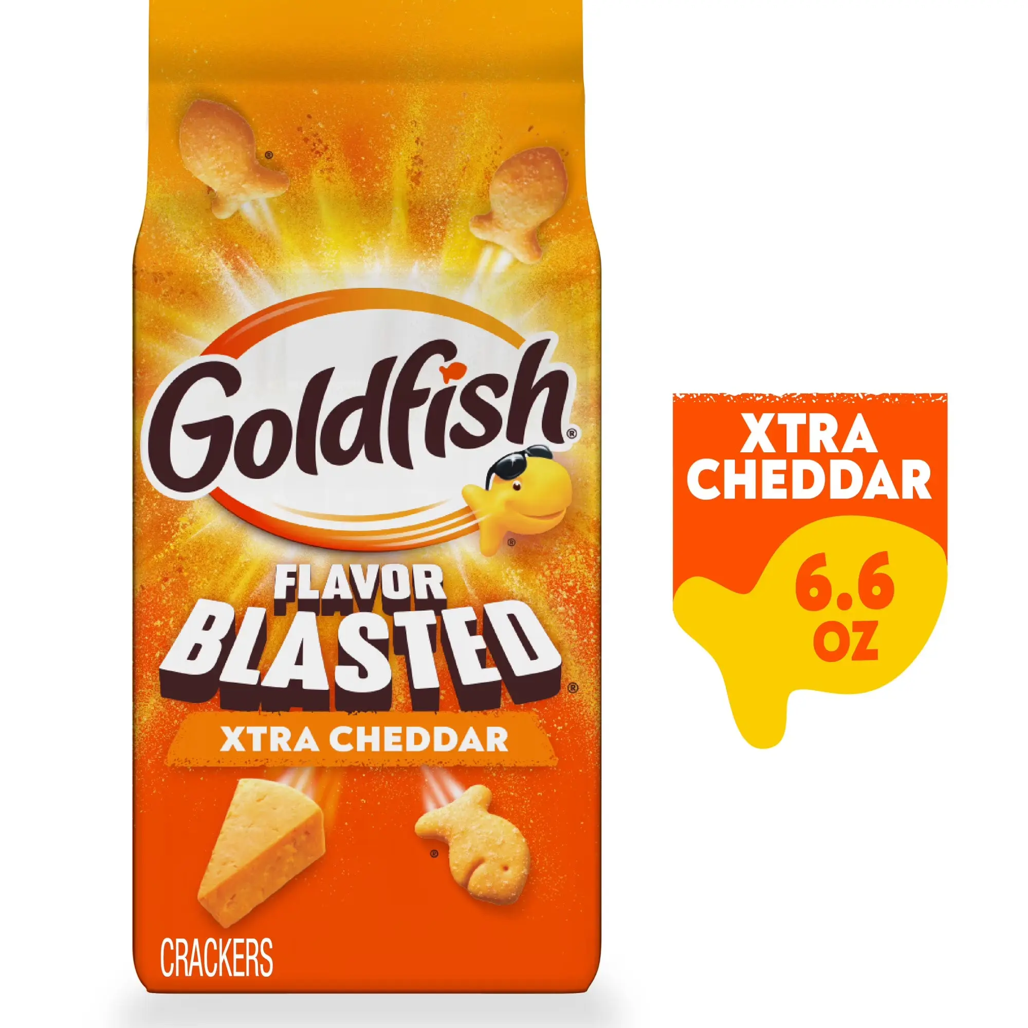 Goldfish Flavor Blasted Xtra Cheddar Cheese Crackers, 6.6 oz Bag