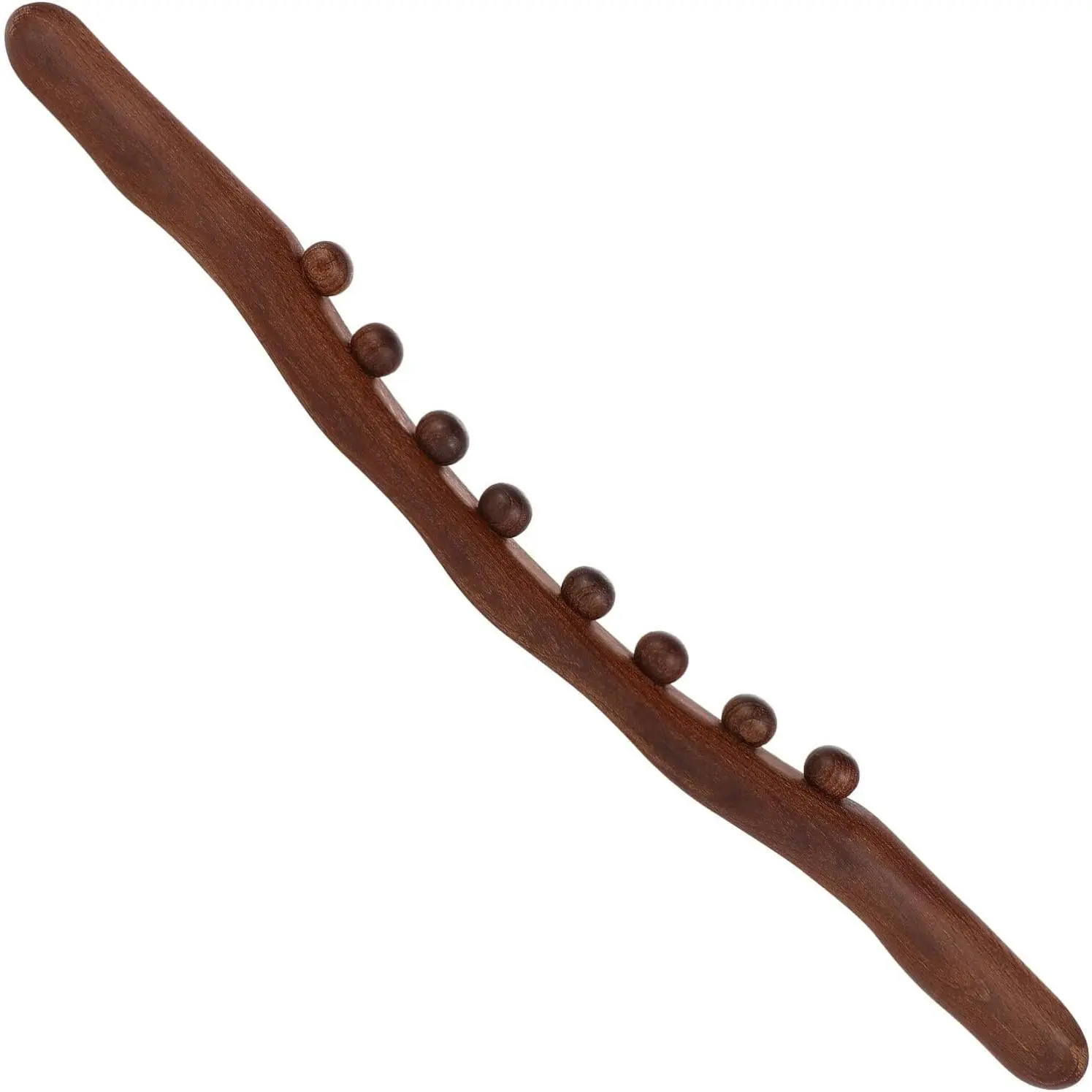 Brown Carbonized Natural Wood 8-Bead Handheld Manual Massage Stick, Ergonomic Meridian Dredging Roller Tool, Effective Muscle Soreness And Tension Relief Massager, Multi-Functional Beauty Personal Care Tool For Full Body Daily Relaxation At Home