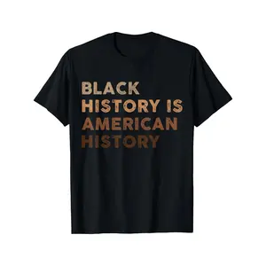 African American Pride Black History Month T-Shirt - Unisex Soft Breathable Cotton Tee with "Black History Is American History" Slogan, Bold Golden Lettering, Regular Fit Crew Neck, Sizes S-XXXL, Casual & Statement Apparel for Men  Streetwear Oversized, S