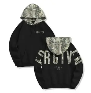 Forgiven Psalm 32_1 Dead Leaves Camouflage Hoodie – Christian Bible Verse Camo Print Fleece Hooded Sweatshirt, Inspirational Faith Streetwear for Men & Women
