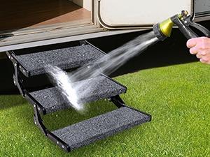 Nilight RV Step Covers 3 Pack 22 inch, Fit 8-11" Deep Camper Steps Adjustable Wrap Around RV Step Rug with Snap Fasteners on Electrical & Manual RV Stairs Carpet for Camper Trailers Steps Outside,Gray