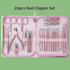 26 PCS Manicure Kit 26 in 1 Nail Clipper Set Grooming Nail Care Kit with Pedicure Tools and Manicure Tools in Case