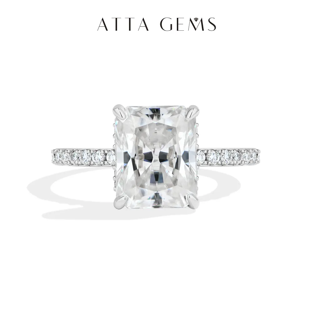 ATTAGEMS New Classic 4CT Radiant Cut Lab-Grown Moissanite Ring for Woman Man Copper Ring Daily Wear Elegant Engagement Ring Luxury Fine Jewelry RU03 summerwins