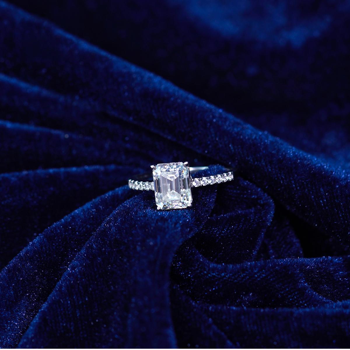 Delzzad 3ct Octagon Solitaire Ring Synthetic Moissanite Ring Band In 925 Sterling Silver Christmas Gift