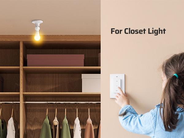 DEWENWILS Remote Control Light Socket, Wireless Light Switch for Pull Chain Light Lamp Fixtures, 100FT Range, No Wiring Needed, ETL Listed(2 Wall Mounted Switch+1 Socket, Shorter Version)-HRLS21S