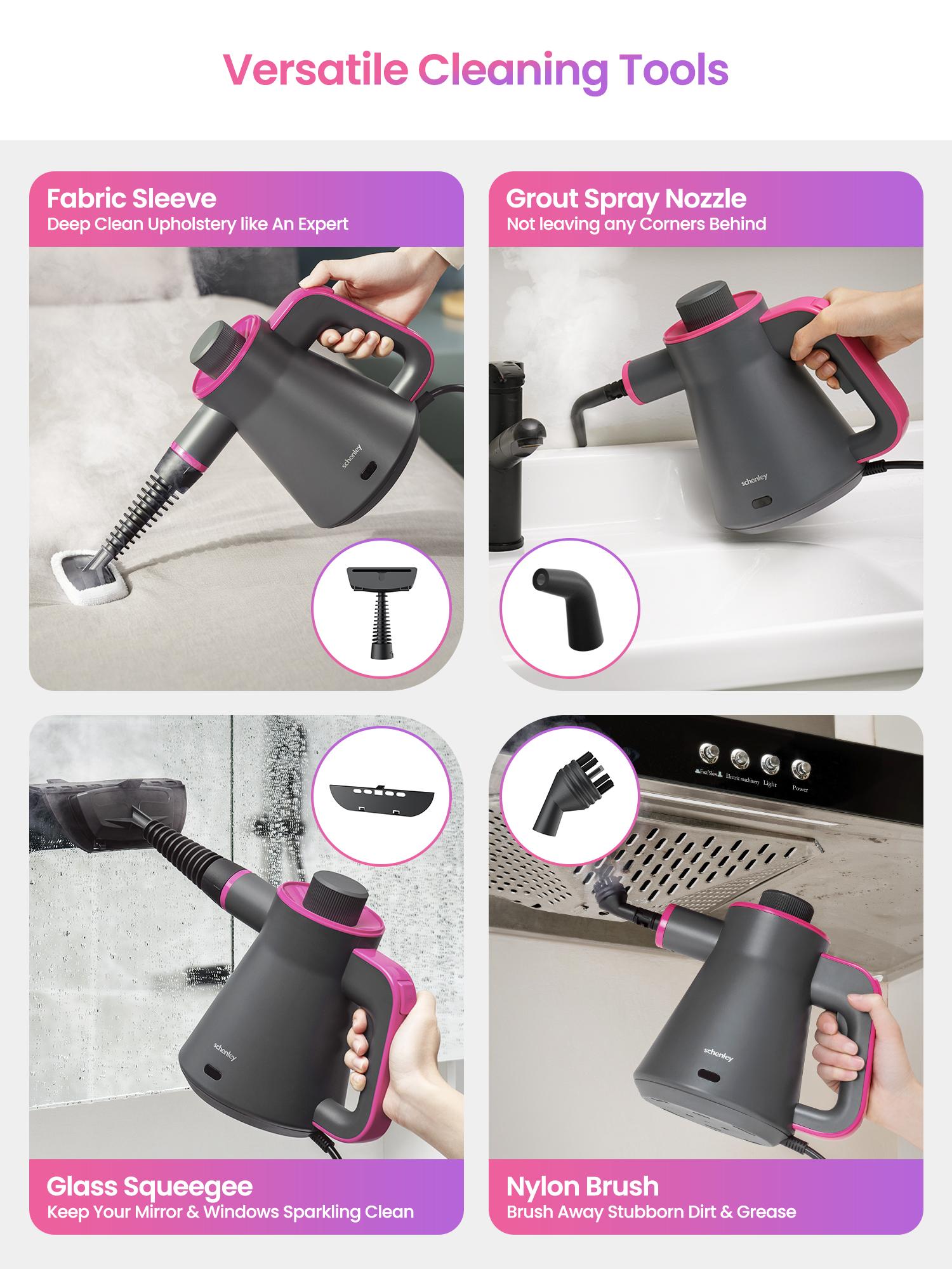 Schenley Handheld High-Pressure Steam Cleaner, Portable Steam Cleaner with Multi-Surface Kits Included, Multi-Purpose Steam Cleaner for Cleaning Upholstery, Grout, Tile and Car