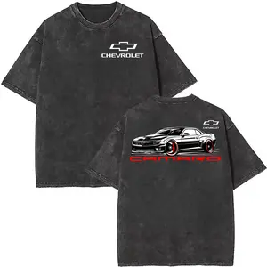 Chevrolet Camaro Washed T-Shirt, Modern Camaro Muscle Car Graphic Tee, Retro American Sports Car Acid Wash Shirt for Camaro Enthusiasts