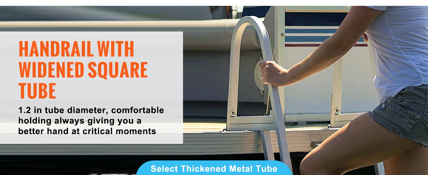 VEVOR Dock Ladder, TikTokShopBlackFriday, Removable 3/4/5 Steps, 350/500 lbs Load Capacity, Aluminum Alloy Pontoon Boat Ladder with 4'' Wide Step & Nonslip Rubber Mat, Easy to Install for Ship/Lake/Pool/Marine Boarding