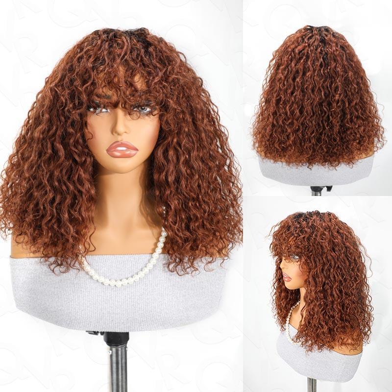[WEAR GO WIG]Glueless Wig Jerry Curly Short Bob Human Hair Wigs With Bangs Wear To Go Highlight Honey Water Wave Blonde Colored Wig For Women Wavy Big Summer Deals Nature Body Flip dealsforyoudays  TikTokShopBlackFriday