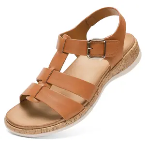 Littleplum Women's Flat Open Toe Sandals With Arch Support Comfy Walking Summer Adjustable Strap Casual Lightweight Breathable Outdoor Sandals for Women Summer