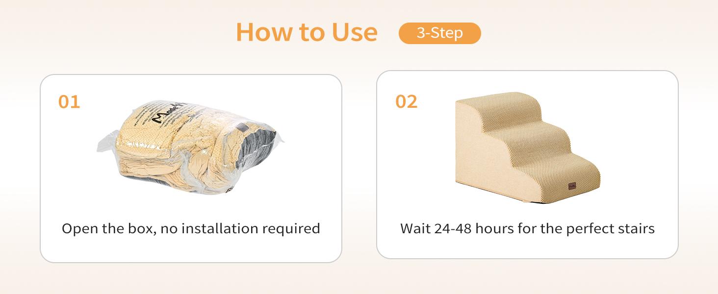 Made4Pets Dog Stairs and Ramp for Bed 3-5 Step Non-Slip for Small Dogs Up to 35lbs Design for Dogs and Cats Indoorfun Home Safe Climbing Boost Physical Activity