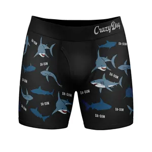 Mens Sharks Da Dum Boxer Briefs Funny Shark Attack Graphic Novelty Underwear for Guys Funny Graphic Boxers Shark  Funny Sarcastic  Mens Novelty Boxer Briefs Black