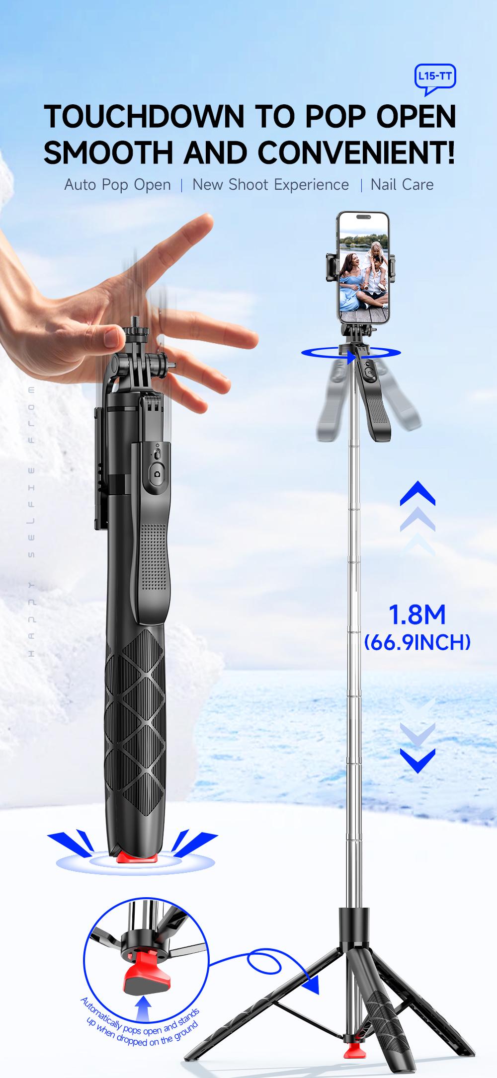 71"Auto Face Tracking Tripod for iPhone/Android with Remote One Click Pop Up Selfie Stick Tripod Gesture Control 360° Rotating Face Tracker,Follows Your Movement,for iPhone 17/16/15/14/13/Android/Camera/GoPro